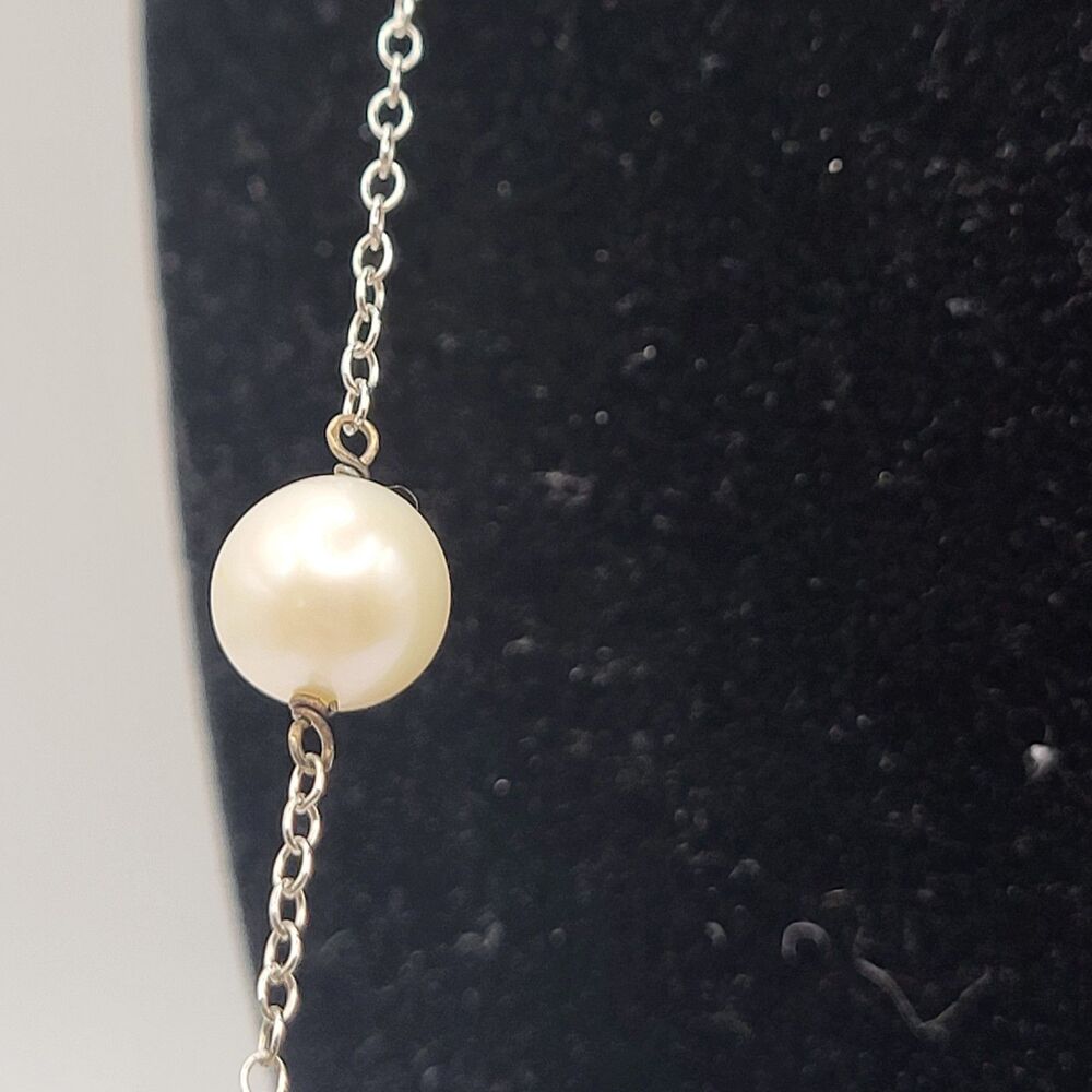 Dainty Pearl Sterling Silver Necklace 26in 8mm pearls